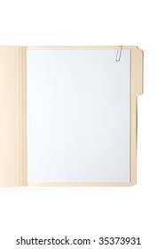 Manilla Folder With Paper And Clip