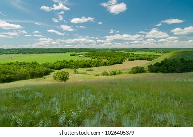 Manitoba, Canada.  Overlooking The Assiniboine River Valley To The North Of Oak Lake In Summer.