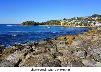 MANLY, AUSTRALIA -15 JUL 2018- Shelly Beach, a small sandy beach in the Cabbage Tree Bay Aquatic Reserve in Manly on the ocean outside of the Sydney bay.