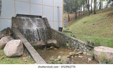 Man-made Waterfall At Community Garden