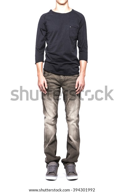 Manmale Boy Stand Wearing Black T Stock Photo (Edit Now) 394301992