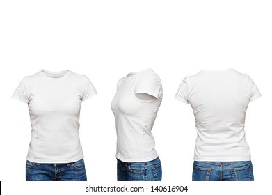 mannequin in blank white t-shirt isolated