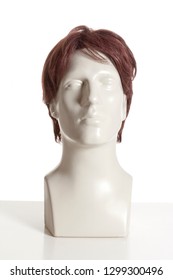 Mannequin Male Head With Wig On White