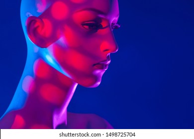 Mannequin On Blue Background Mannequins Face Stock Photo 1498725704