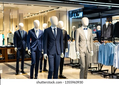 mannequin with suit in shopping mall