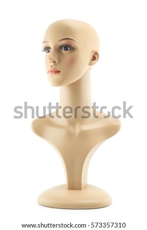 mannequin woman head fake without hair isolated on white background