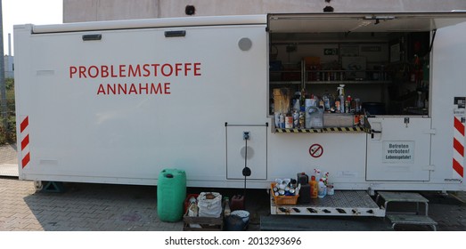 Mannheim, Germany, September 12th 2020, Container For The Collection Of Household Hazardous Waste