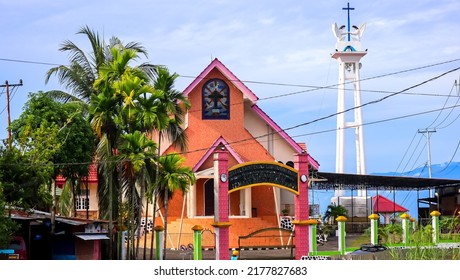 Manokwari, Indonesia, July 13, 2022, Protestant Christian Church Building On Jalan Gunung Snow.