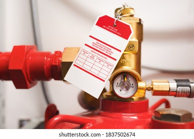 Manometer of clean agent fire suppression system used in data centers,  backup battery rooms, electrical rooms (under 400 volts), sub-floors or tape storage libraries. - Shutterstock ID 1837502674