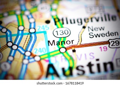 Manor. Texas. USA On A Map