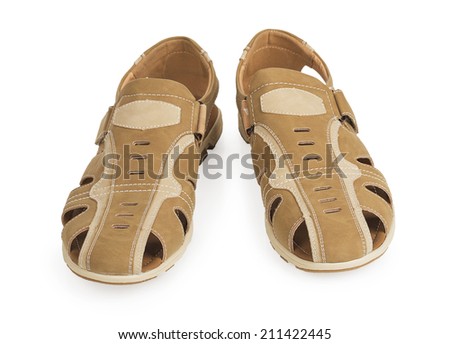 Man's brown shoes isolated on a white background