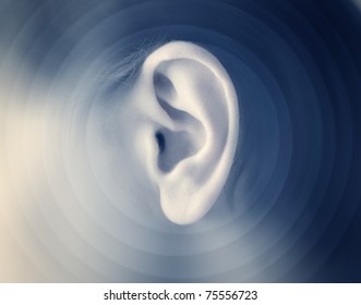 Man's Ear With Sound Waves