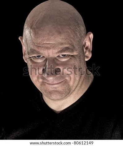 Similar – Image, Stock Photo Scary bald man with his tongue out