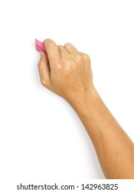 A Man's Hand Erasing Something On White Background