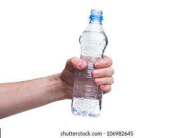 Man's Hand Holding A Bottle Of Water