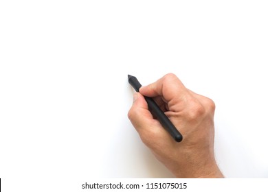 Man`s Hand Are Prepairing Buisness Plan. Copy Space. Hands With Pen Are Writing Documentation.