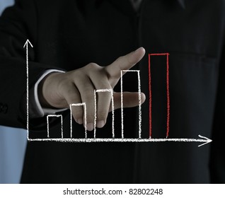 Man's hand pushing the red  graph - Powered by Shutterstock - Get 15% off with code: PIKWIZARD15