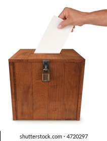 A Man's Hand Putting An Envelope In The Slot Of A Box