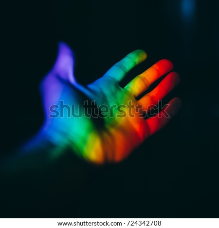 Similar – Foto Bild Frauenhand mit einem darin projizierten Regenbogen