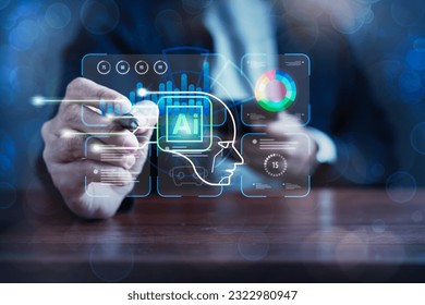 Man's hand reaching out to the chatbot, potential of robot applications in bridging global connections and revolutionizing the way we interact with technology - Powered by Shutterstock