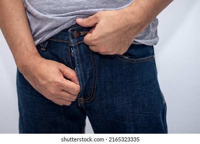 Mans Hand Unbuttoning His Pants Stock Photo 2165323335 | Shutterstock