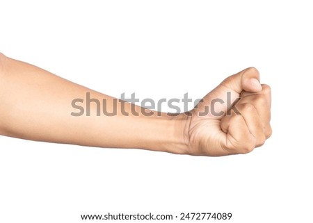Man's hands making gestures isolated white background