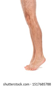 Man's legs isolated on white background.
