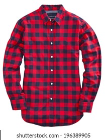 Man's Red Green Cotton Plaid Shirt