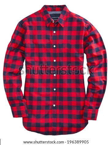 Man's red green cotton plaid shirt