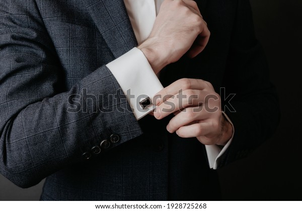 Man\'s style.\
dressing suit shirt and\
cuffs.