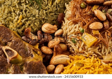 Mansaf al-Quzi with nuts and meat, rice with meat and nuts [[stock_photo]] © 