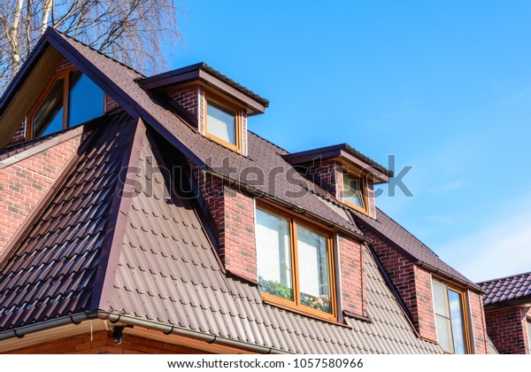 Mansard Roof Covered Brown Metal Tile Stock Photo Edit Now