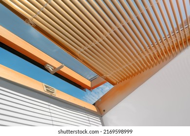 Mansard Roof Window With Shutter Blinds.