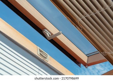 Mansard Roof Window With Shutter Blinds.