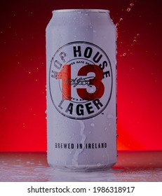 Mansfield,Nottingham,United Kingdom-2nd June 2021 Studio Product Shot Of Hop House 13 Can Of Lager,Hop House 13 Is Produced By Diageo.