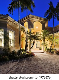 Mansion Entrance In A Tropical Location.