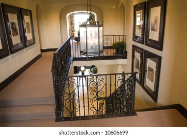 Mansion hallway and luxury decor.