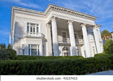 A Mansion On The Charleston Battery During Winter.