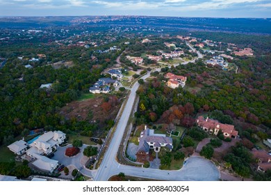 mansions and luxury million dollar homes in the Texas Hill country in Austin Texas Sunset over West Lake hills 