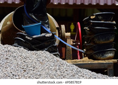 Manual Concrete Cement Mixing In The Construction Site