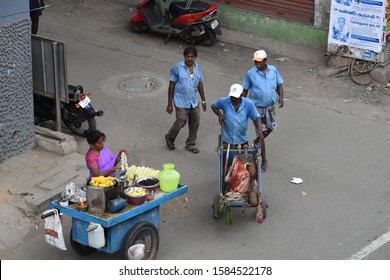 Manual Drainage or sewage cleaning workers with the equipment at Old washermenpet, Chennai, India. Picture taken on 11/11/2019