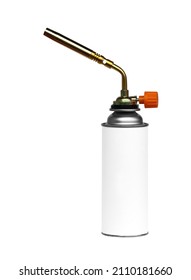 Manual Gas Torch Burner For Gas Bottle, Flame Gun Blow Torch For Camping, Isolated On White Background With Clipping Path Included. 