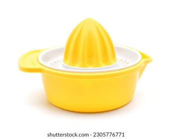 Manual orange, citrus, lemon juicer, squeezer , plastic kitchen squeezer, isolated on white background, closeup - Powered by Shutterstock