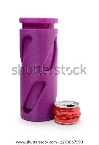 Manual plastic can press crusher isolated on white.