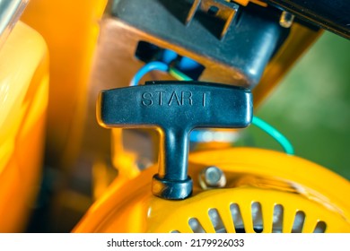 Manual Starter With A Plastic Handle Of A Gas Generator Close-up