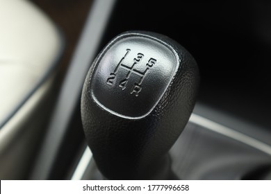 Manual Transmission Driving. Modern Car With Stick Shift Transmission. Gearstick.