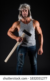 Lumberjack Woodman Sexy Naked Muscular Torso Foto Stock 1397944706