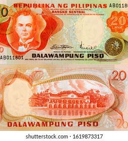 Manuel L. Quezon Portrait From Philippine 20 Peso 1970 Banknotes. 