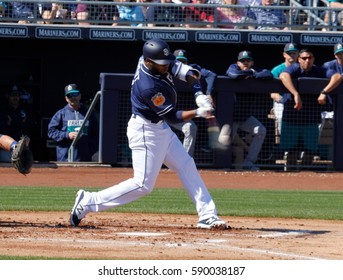 Manuel Margot Center Fielder For The Seattle Mariners At Peoria Stadium In Peoria Arizona USA February 25 ,2017.