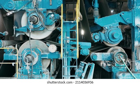 Manufactoring Equipment Produce Paper Machine Shafts At Paper Mill. Equipment. Paper Production.